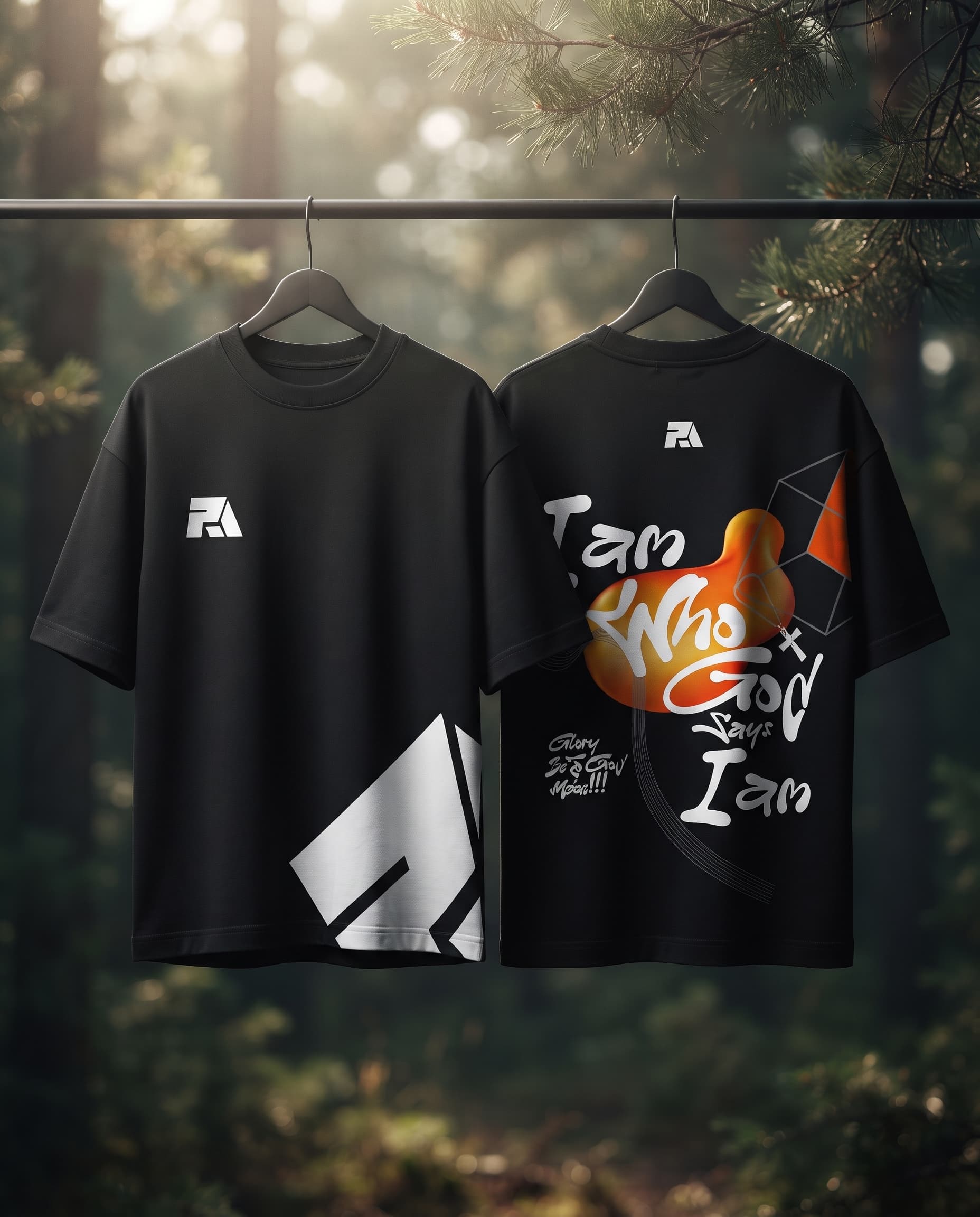 I Am Who God Says I Am tee, front and back view